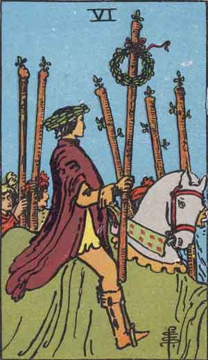 Six de Bâtons — Rider-Waite tarot card