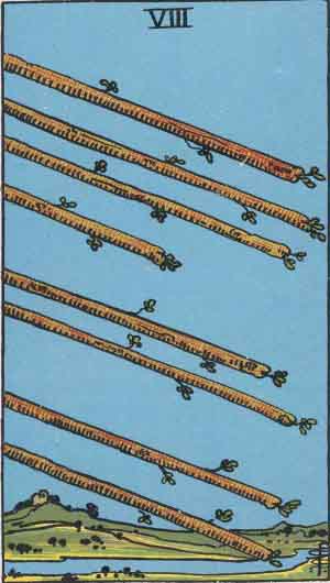 Huit de Bâtons — Rider-Waite tarot card