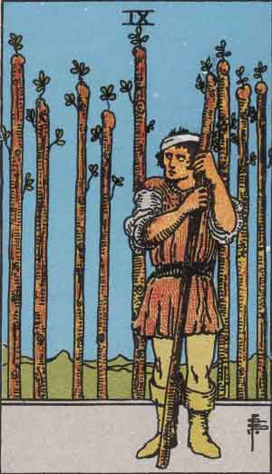 Neuf de Bâtons — Rider-Waite tarot card