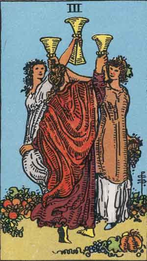 Tres de Copas — Rider-Waite tarot card