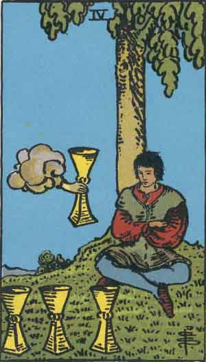 Cuatro de Copas — Rider-Waite tarot card