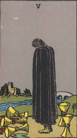 Cinco de Copas — Rider-Waite tarot card