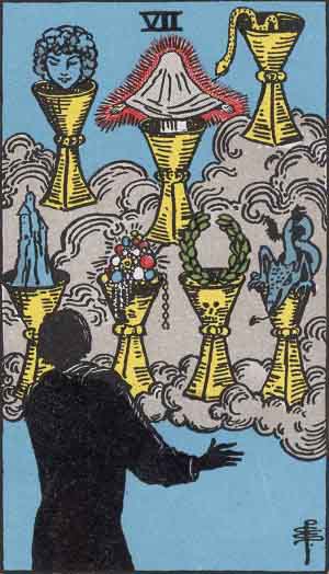 Siete de Copas — Rider-Waite tarot card