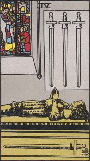 Quatre d'Épées — Rider-Waite tarot card