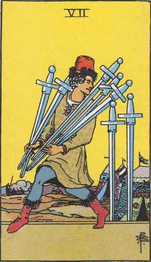 Sept d'Épées — Rider-Waite tarot card
