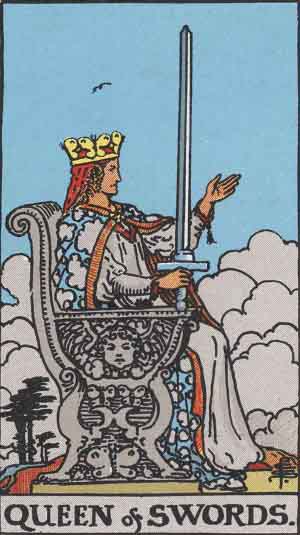 Reine d'Épées — Rider-Waite tarot card